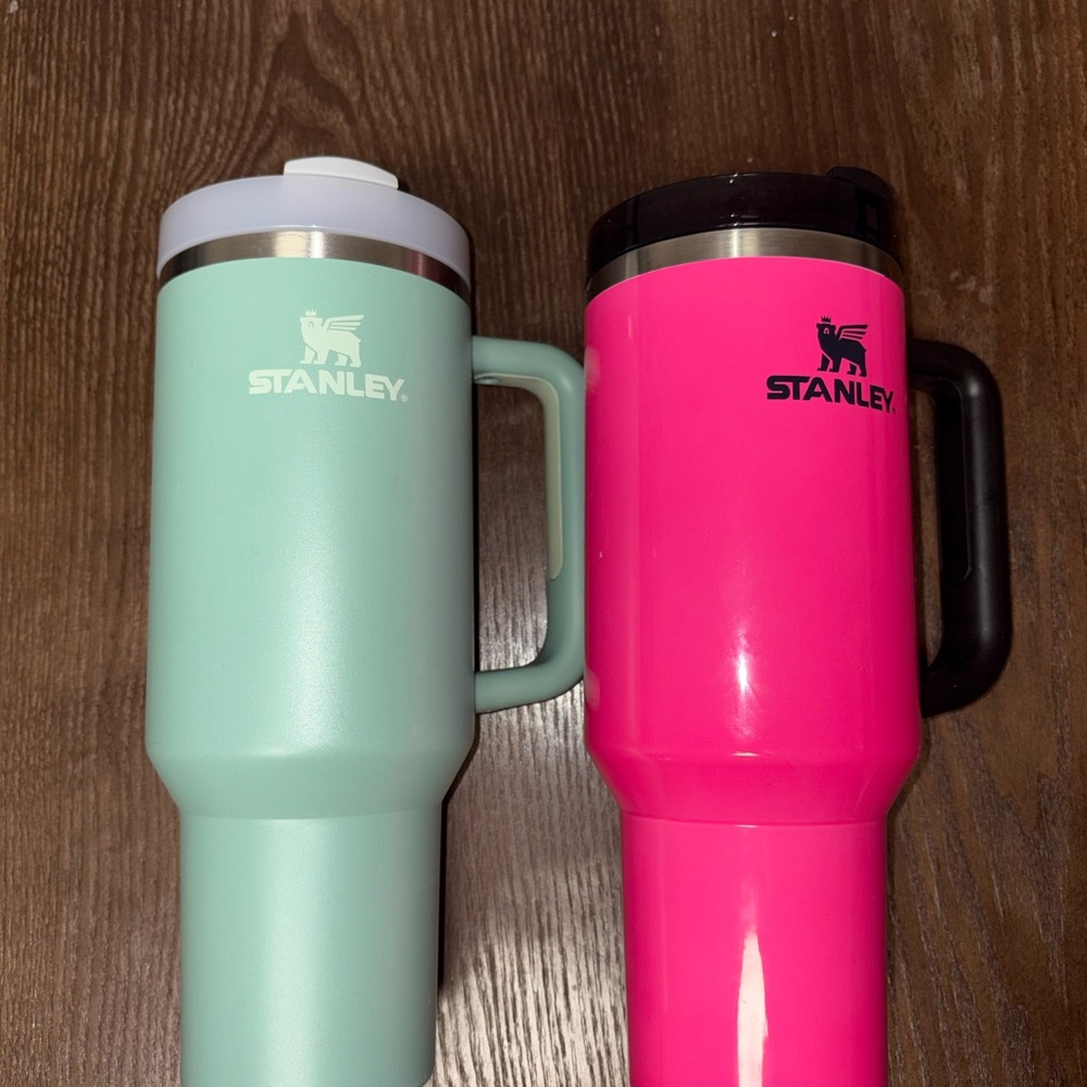 Stanley Mint Green and Bright Pink Travel Mugs